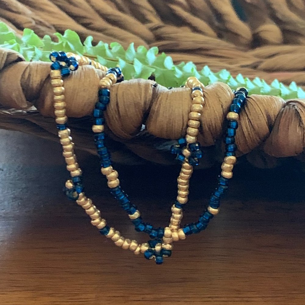 Boho Happy Daisy Bracelet - NavyBlue+GoldDuo